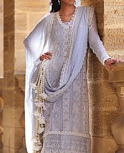 Gul Ahmed Cadet Blue Chiffon Suit- Pakistani Designer Chiffon Suit