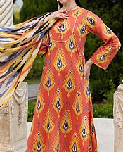 Gul Ahmed Dark Coral Lawn Suit- Pakistani Lawn Dress