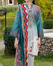 Gul Ahmed Teal/Light Grey Lawn Suit- Pakistani Lawn Dress