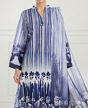 Gul Ahmed Navy Blue/Off White Lawn Suit- Pakistani Designer Lawn Suits