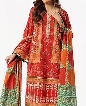 Gul Ahmed Red Lawn Suit- Pakistani Lawn Dress
