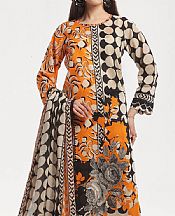 Gul Ahmed Orange/Black Lawn Suit- Pakistani Lawn Dress