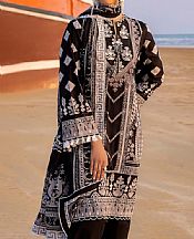 Gul Ahmed Black/Off White Lawn Suit- Pakistani Lawn Dress