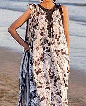 Gul Ahmed Off White/Black Lawn Suit (2 pcs)- Pakistani Lawn Dress