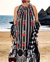 Gul Ahmed Black/Off White Lawn Suit- Pakistani Lawn Dress