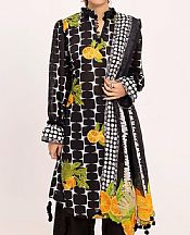 Gul Ahmed Black/Off White Lawn Suit- Pakistani Designer Lawn Suits
