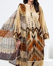 Gul Ahmed Beige Lawn Suit- Pakistani Lawn Dress