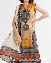 Light Orange/Black Lawn Suit