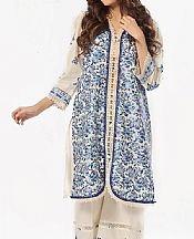 Gul Ahmed Off White/Blue Lawn Suit (2 pcs)- Pakistani Lawn Dress