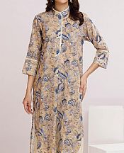 Gul Ahmed Beige Lawn Suit (2 pcs)- Pakistani Lawn Dress