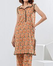Gul Ahmed Sunrise Orange/Green Lawn Suit (2 pcs)- Pakistani Lawn Dress