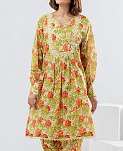 Gul Ahmed Green/Off White Lawn Suit (2 pcs)- Pakistani Lawn Dress