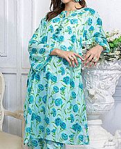 Gul Ahmed Turquoise/Green Lawn Suit (2 pcs)- Pakistani Designer Lawn Suits