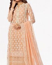 Gul Ahmed Peach Chiffon Suit- Pakistani Chiffon Dress