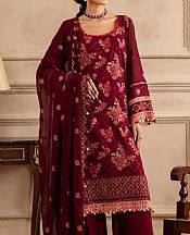 Gul Ahmed Wine Voile Suit- Pakistani Designer Lawn Suits