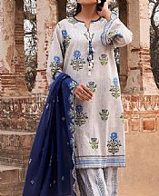 Beige/Navy Blue Lawn Suit
