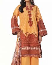Gul Ahmed Dull Orange Lawn Suit- Pakistani Designer Lawn Suits