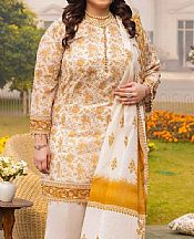 Gul Ahmed Ivory/Dull Orange Lawn Suit- Pakistani Lawn Dress