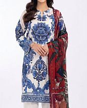 Gul Ahmed Ivory/Blue Lawn Suit- Pakistani Lawn Dress