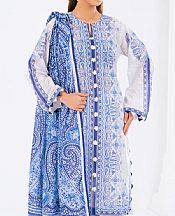 Gul Ahmed Off White/Blue Lawn Suit- Pakistani Designer Lawn Suits
