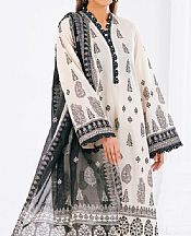 Gul Ahmed Off White/Black Lawn Suit- Pakistani Lawn Dress