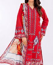 Gul Ahmed Cadmium Red Lawn Suit- Pakistani Lawn Dress