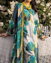 Gul Ahmed Off White/Green Lawn Suit- Pakistani Lawn Dress