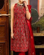 Gul Ahmed Red Swiss Voile Suit- Pakistani Designer Lawn Suits