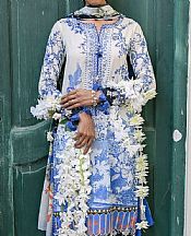 Off White/Blue Lawn Suit
