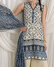 Ivory/Dusk Blue Lawn Suit