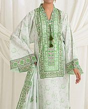 Off White/Light Green Lawn Suit