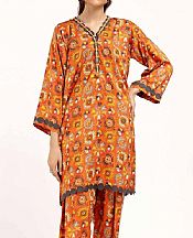 Gul Ahmed Bright Orange Linen Suit (2 pcs)- Pakistani Winter Dress