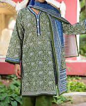 Gul Ahmed Green/Off White Khaddar Suit- Pakistani Winter Dress