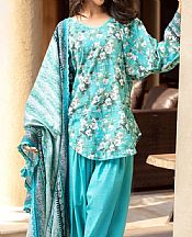 Gul Ahmed Light Turquoise Khaddar Suit- Pakistani Winter Dress