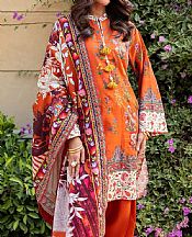Gul Ahmed Bright Orange Khaddar Suit- Pakistani Winter Clothing