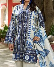 Gul Ahmed Off White/Blue Khaddar Suit- Pakistani Winter Clothing