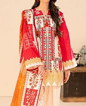 Gul Ahmed Cadmium Red/Ivory Khaddar Suit- Pakistani Winter Clothing