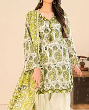 Gul Ahmed Off White/Lime Khaddar Suit- Pakistani Winter Clothing