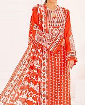 Gul Ahmed Portland Orange Khaddar Suit- Pakistani Winter Clothing
