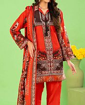 Gul Ahmed Dark Pastel Red Khaddar Suit- Pakistani Winter Clothing