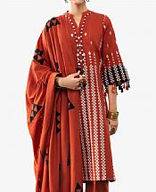 Gul Ahmed Rust Jacquard Suit- Pakistani Winter Clothing