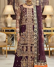 House Of Nawab Egg Plant Net Suit- Pakistani Designer Chiffon Suit