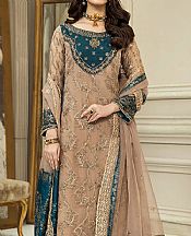 Tan Organza Suit- Pakistani Chiffon Dress
