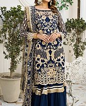House Of Nawab Dark Blue Organza Suit- Pakistani Chiffon Dress