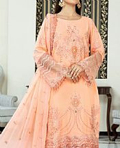 House Of Nawab Peach Swiss Lawn Suit- Pakistani Lawn Dress