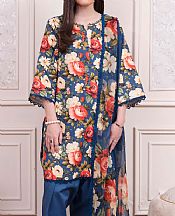 Humdum Blue Viscose Suit- Pakistani Winter Dress