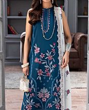 Humdum Denim Blue Viscose Suit- Pakistani Winter Dress