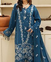 Humdum Denim Blue Karandi Suit- Pakistani Winter Dress