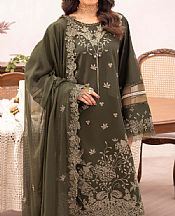 Humdum Army Green Lawn Suit- Pakistani Lawn Dress