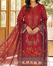 Humdum Vivid Burgundy Lawn Suit- Pakistani Designer Lawn Suits